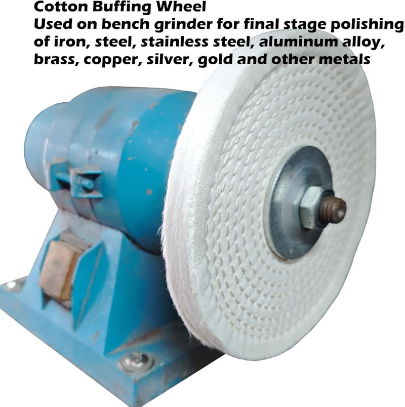 PR PURUI PURUI 2PC 6 Inch Polishing Buffing Wheels for Bench Grinder Spiral Sewn with 1/2" Arbor Hole and 1/2" Thickness White Cotton for Final Finishing on All Metals - Image 3